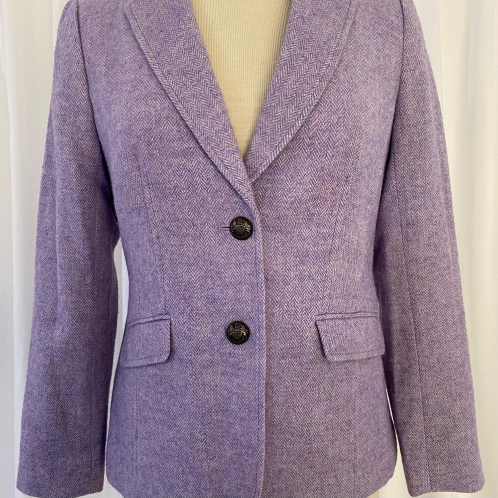 Talbots Lavender Heringbone Wool Blazer - Picture 6 of 9
